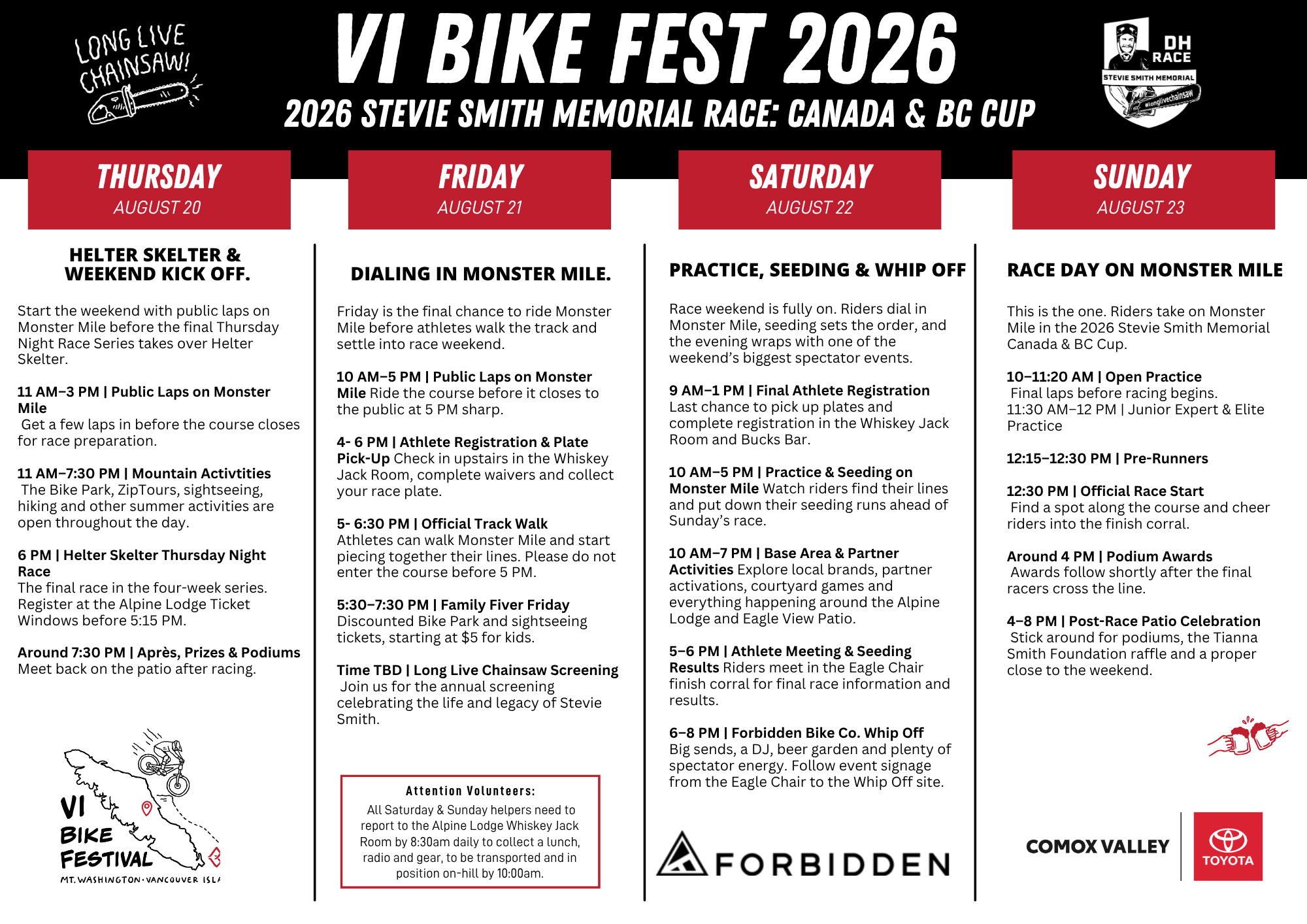 VI Bike Fest 2026 full weekend schedule