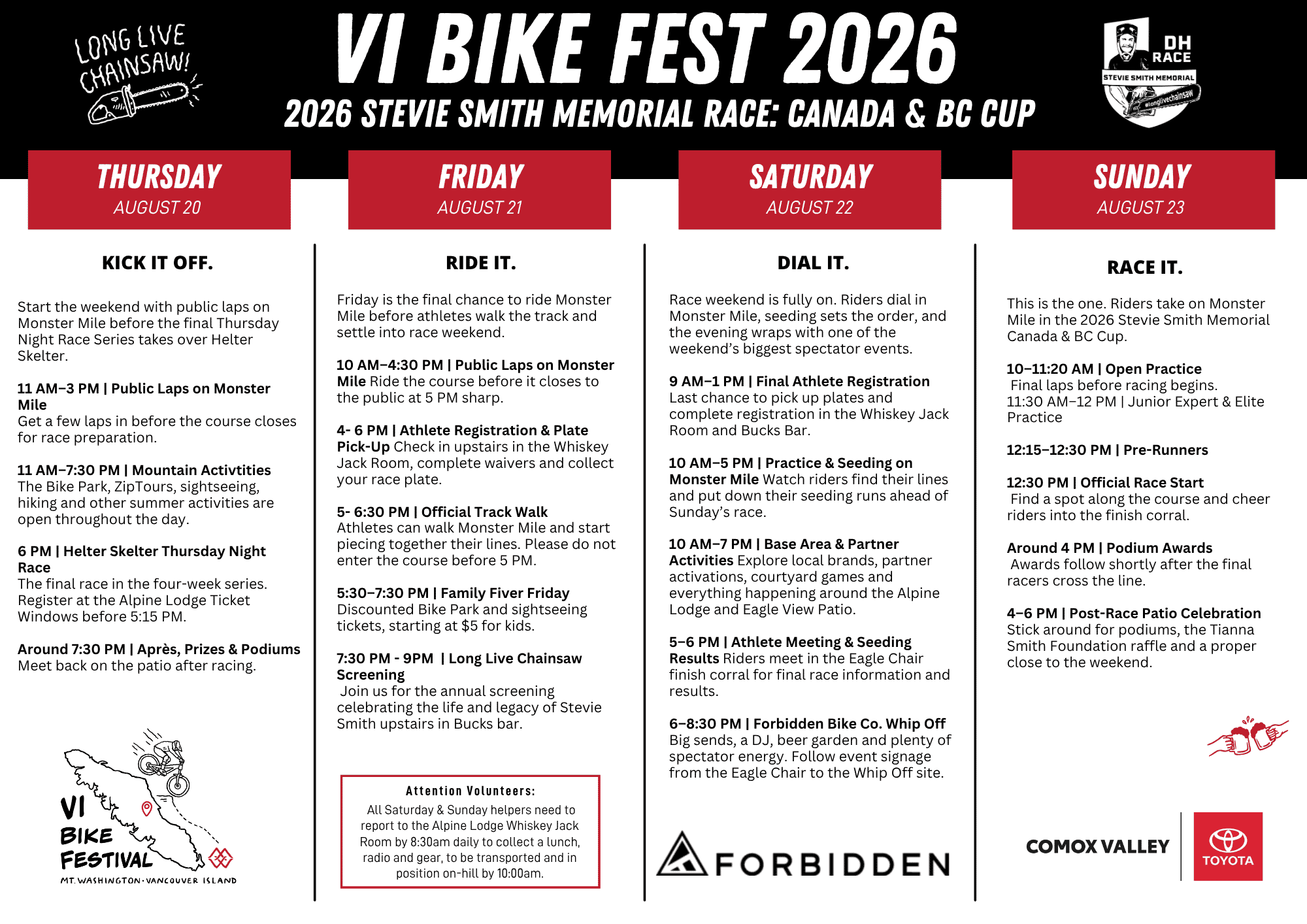 VI Bike Fest 2026 full weekend schedule