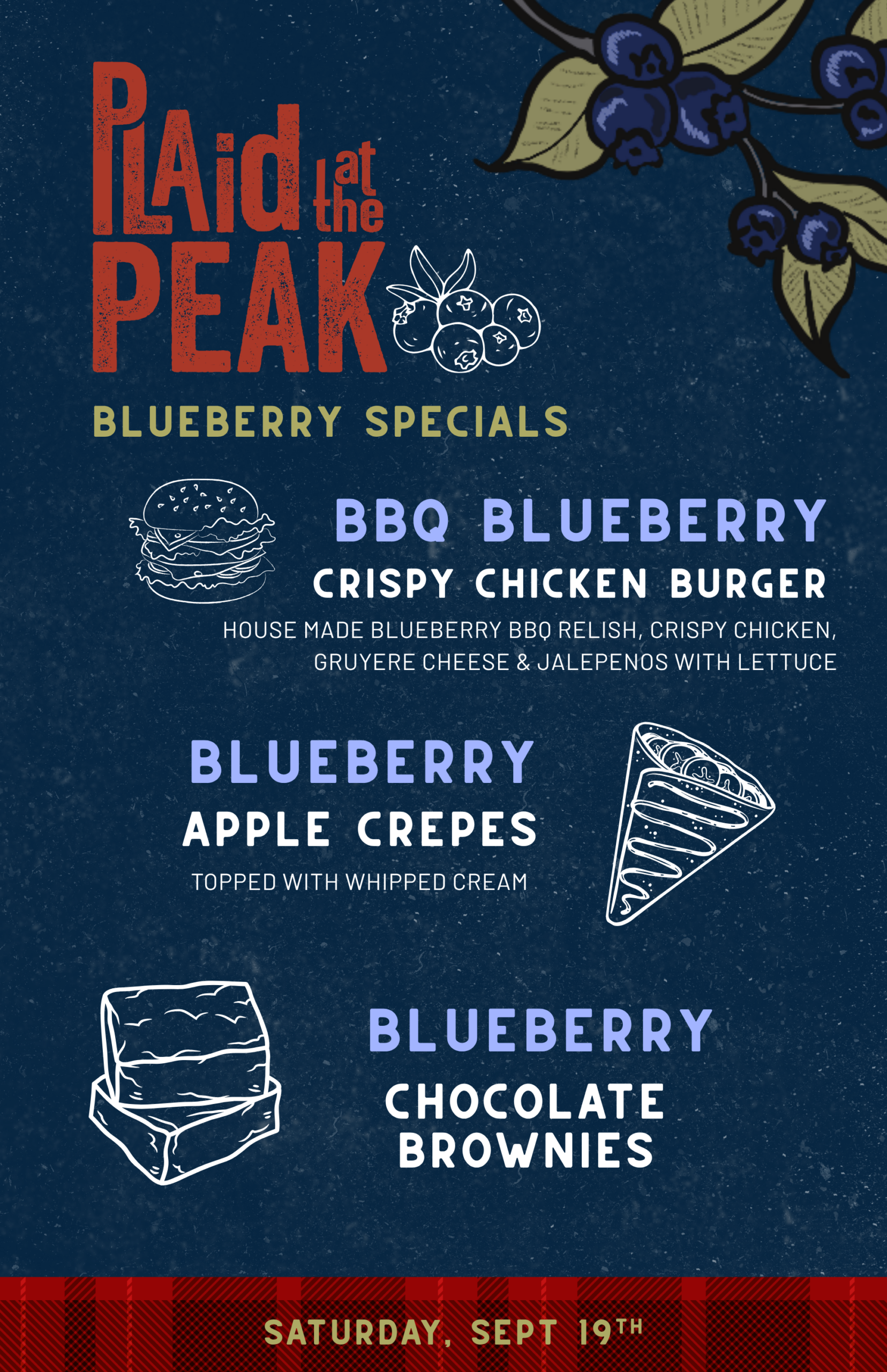 plaid at the peak - Blueberry Menu