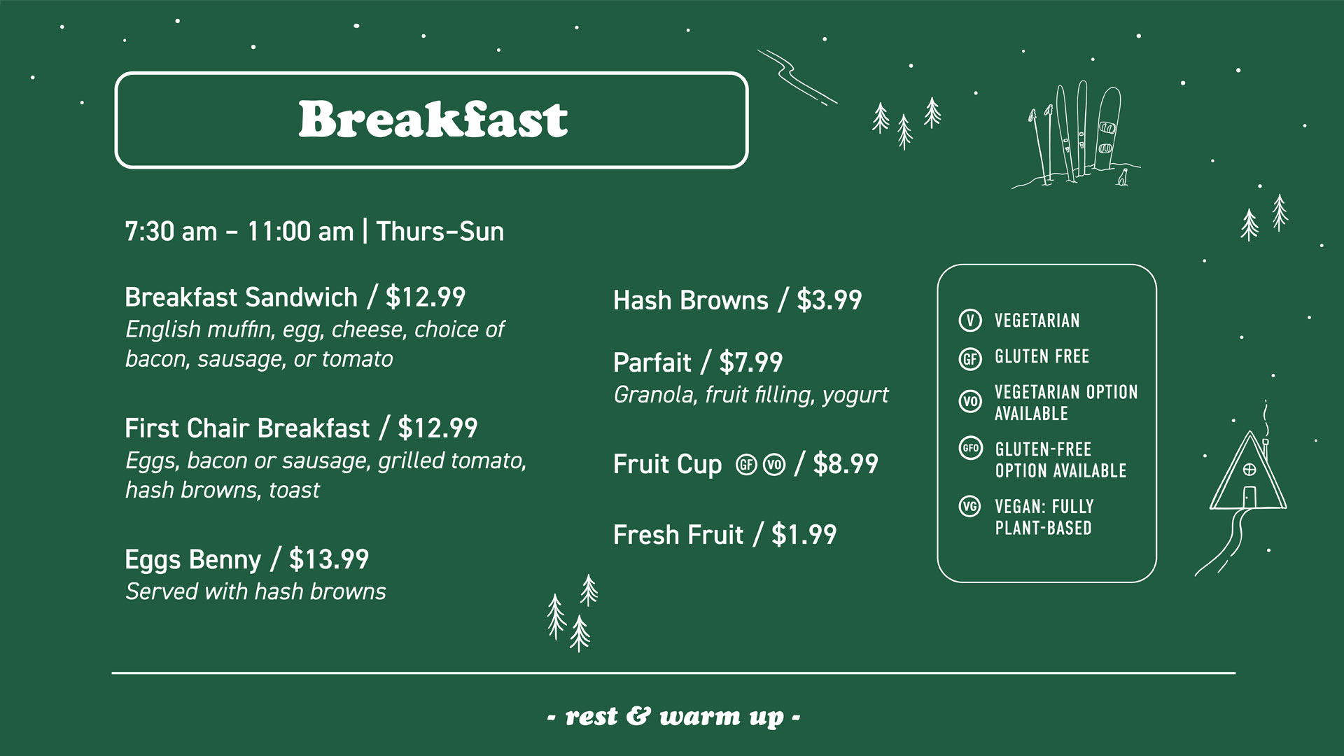 Alpine Cafeteria menu