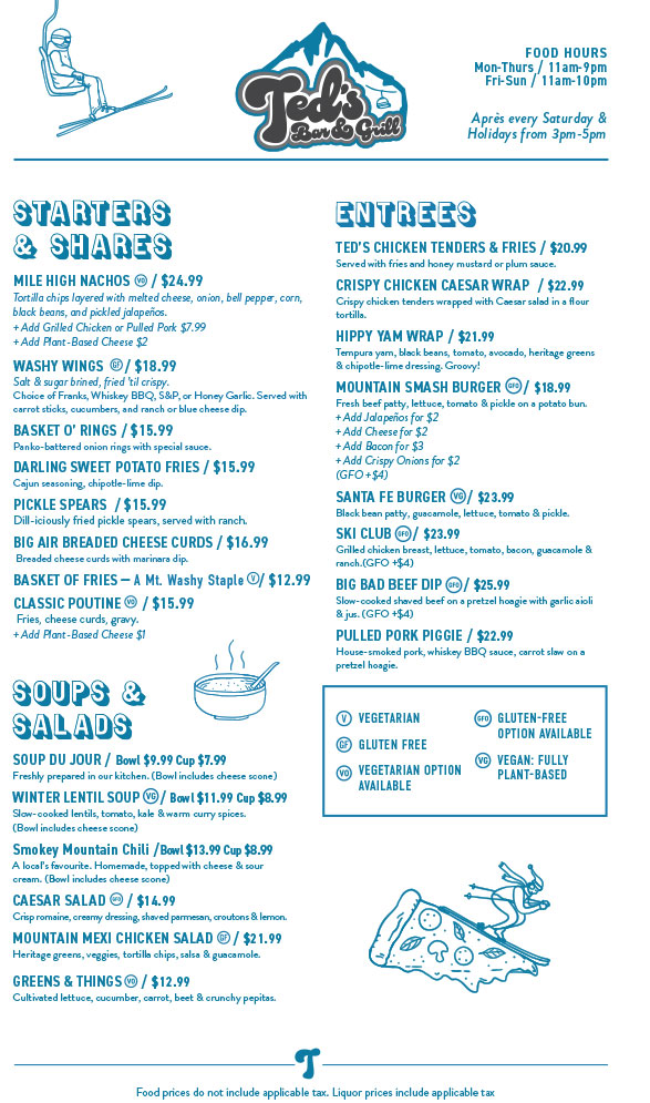 Ted’s Bar & Grill food menu