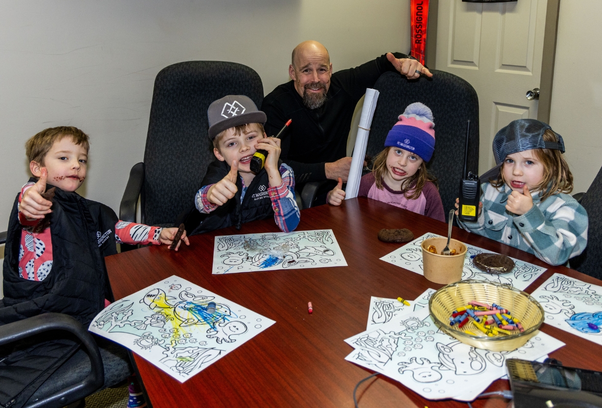Mike with the Washy kids planning Family Day
