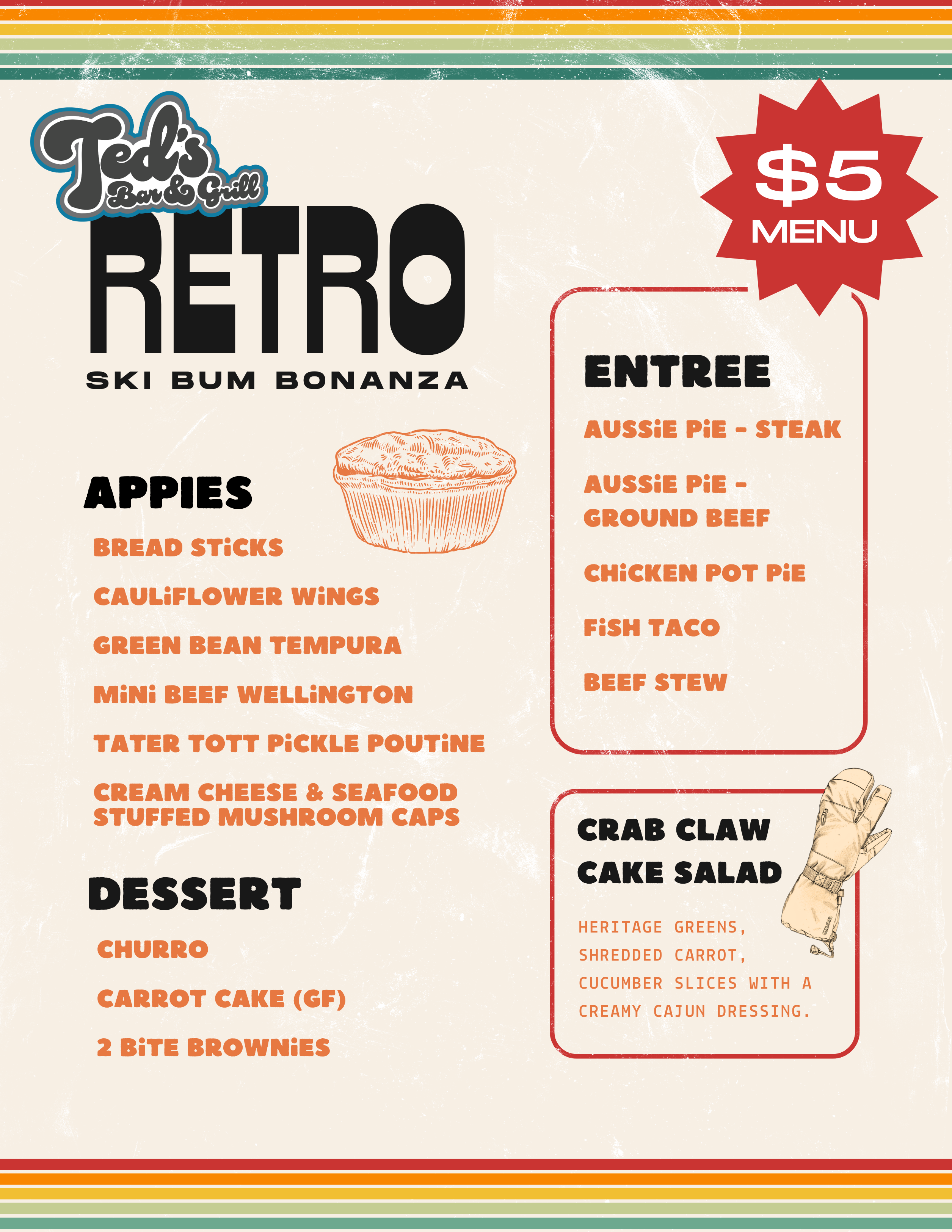 Ski Bum Bonanza retro menu