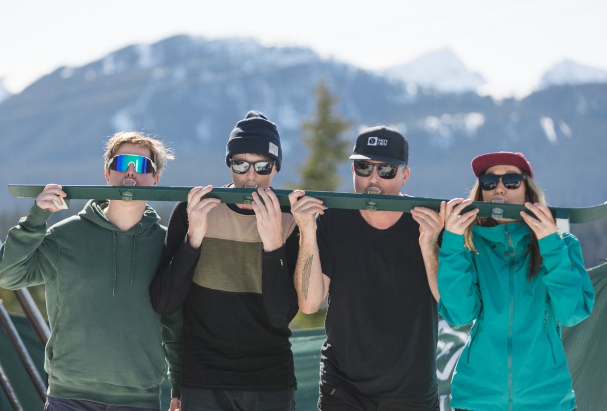 Shot ski at spring après