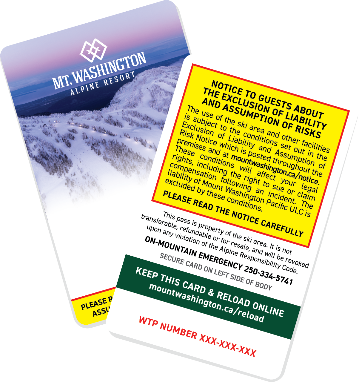 Reload your RFID season pass card — locate your WTP number