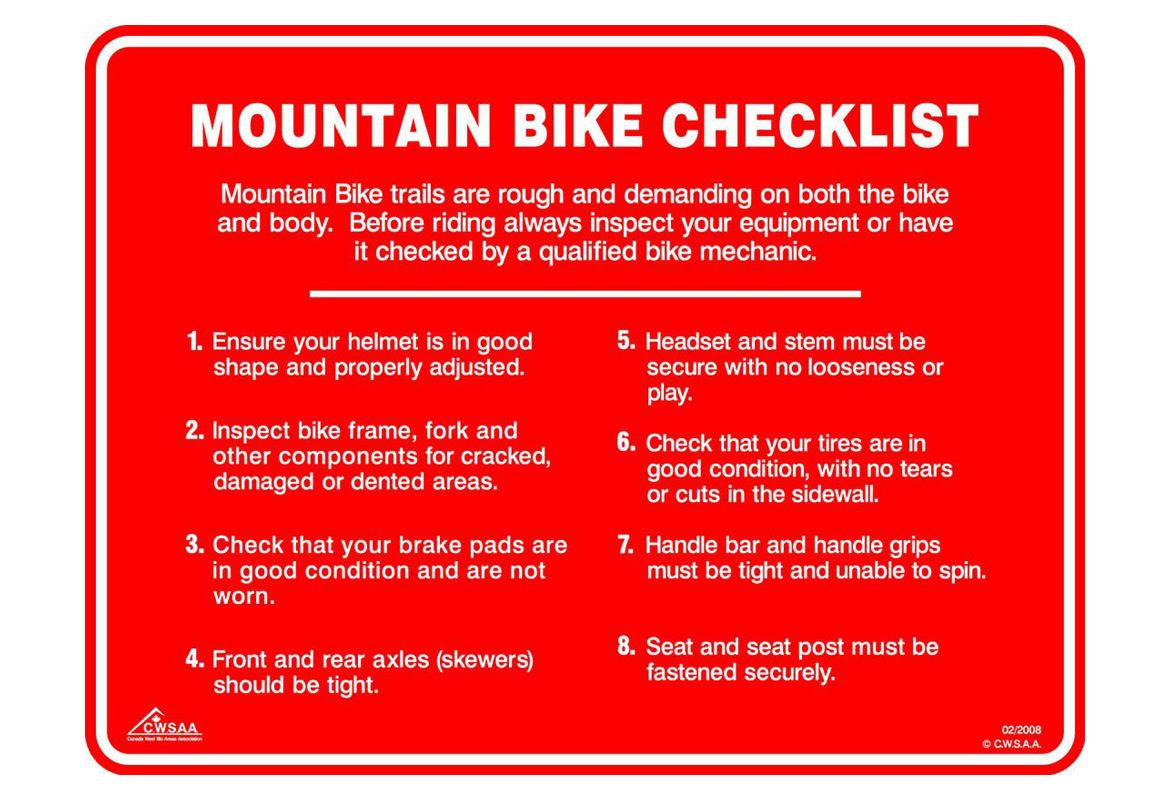 Bike park pre-ride checklist