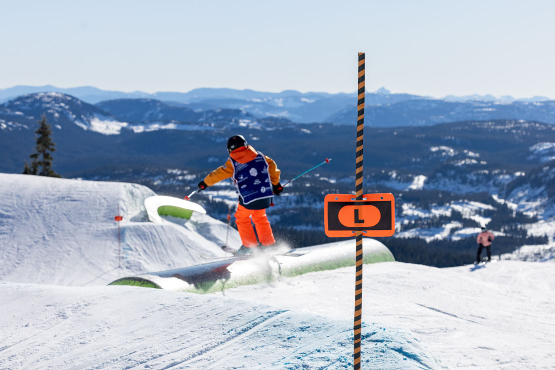 Rider hitting a terrain park feature